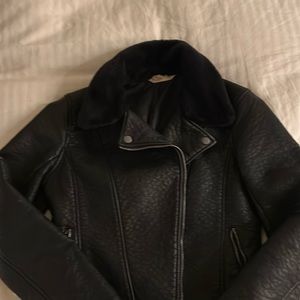 Hollister faux leather jacket with removable collar